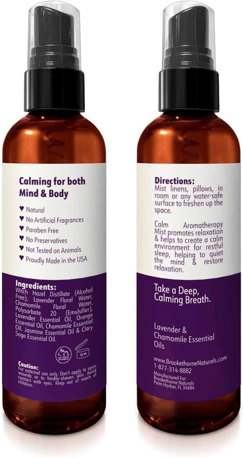 Calm Aromatherapy Mist with Lavender & Chamomile Essential Oil. Natural Sleep & Pillow Spray, Room & Linen Mist. Lavender Spray Air Freshener for Relaxation & Sleep -