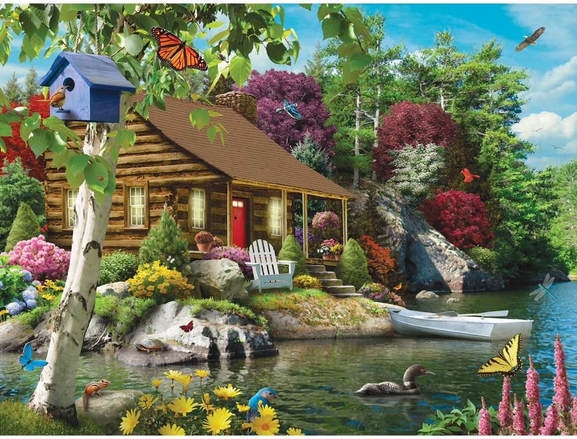 500 Piece Jigsaw Puzzle Cabin on the Lake Summer Lake House by Alan Giana 18" X 24"