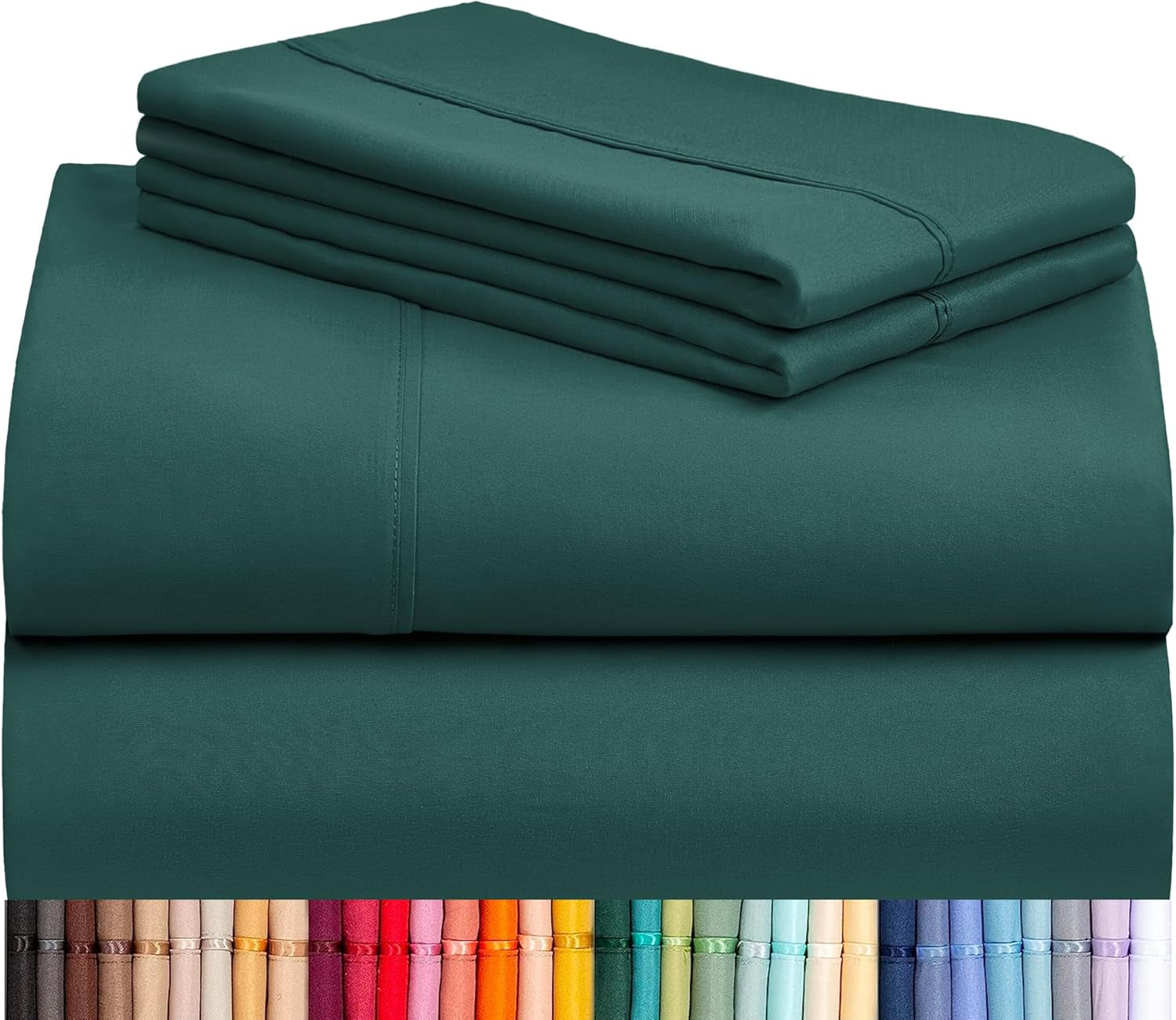 4 PC California King Sheet Set, Breathable Luxury Bed Sheets, Deep Pockets Wrinkle Free Cooling Sheets Machine Washable Hotel Bedding Silky Soft - Emerald Cal King