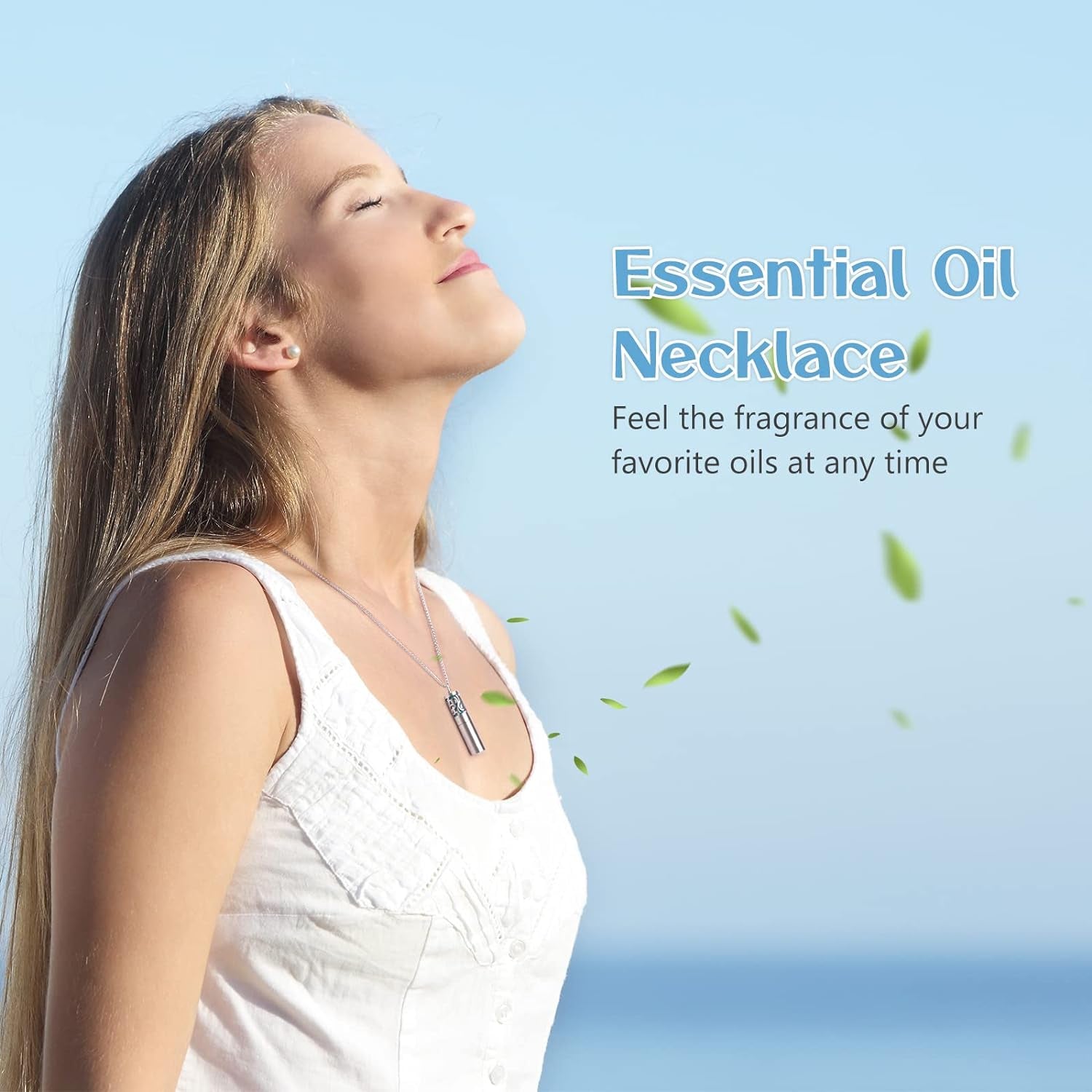 Essential Oil Diffuser Necklaces for Women, 2PCS Aromatherapy Necklaces Stainless Steel Diffuser Locket Pendant Cylinder with 20 Felt Pads, Aroma Necklaces Gift Set for Mothers Day