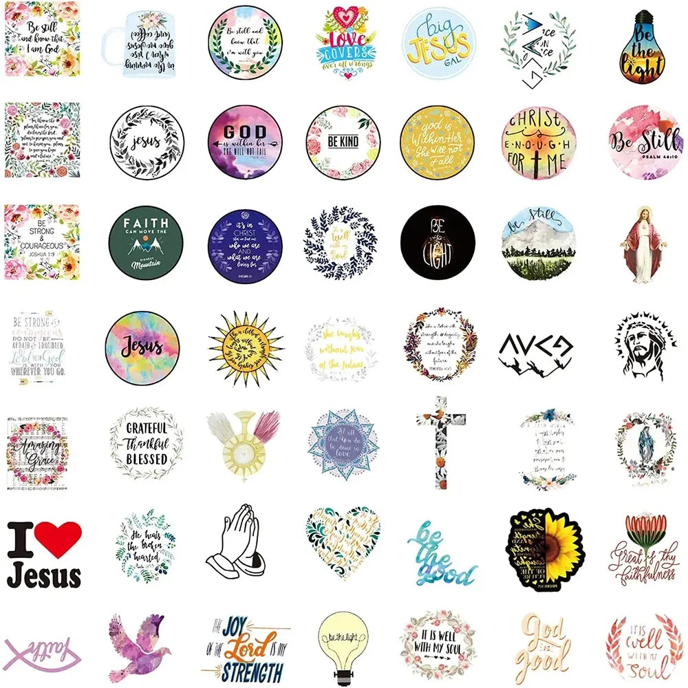 100Pcs Jesus Christian Stickers for Water Bottle Laptop, Religious Bible Verse Stickers Pack for Adult Teens Kids, Church Scripture Faith Stickers Decals, Christian Gifts Stuff Things Merchandise
