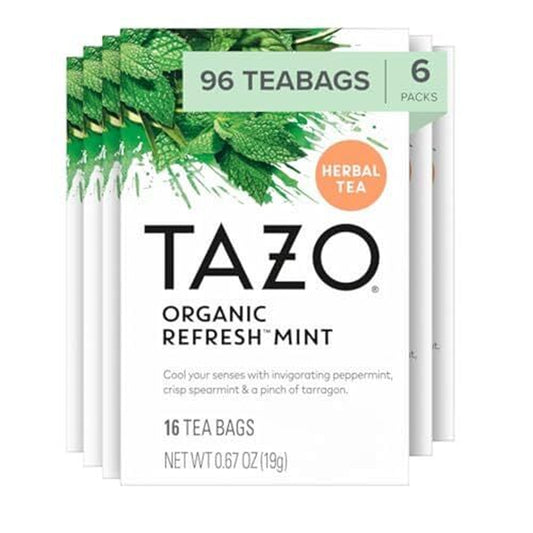 Tazo Refresh Mint Herbal Tea Bags Caffeine Free Peppermint Spearmint 96 Count
