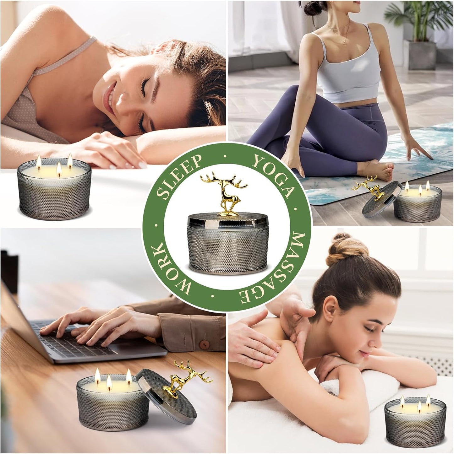 Scented Candles for Women, 10.58 Oz 3 Wick Natural Soy Wax Sandalwood Candle for Home Scented, Aromatherapy Candle for Women Men, 50 Hours Long Lasting Burn Time