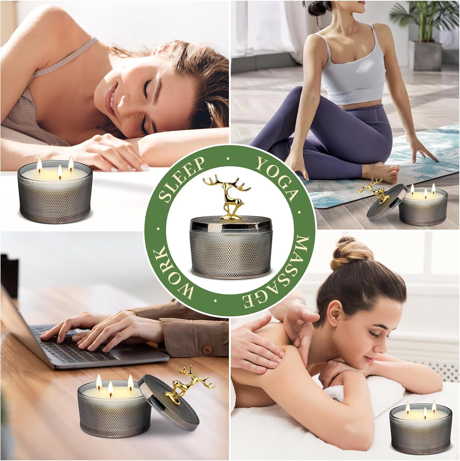 Scented Candles for Women, 10.58 Oz 3 Wick Natural Soy Wax Sandalwood Candle for Home Scented, Aromatherapy Candle for Women Men, 50 Hours Long Lasting Burn Time