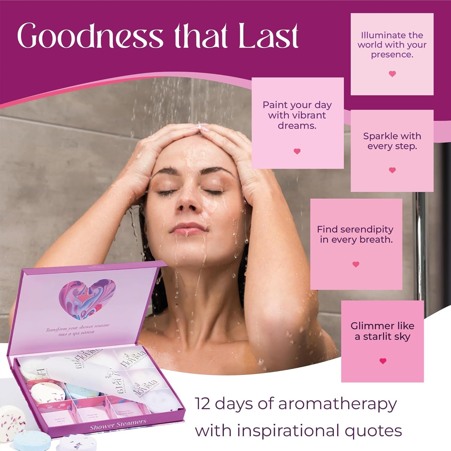 Aromatherapy Shower Steamers Gift Set – 12 Spa Tablets, 6 Scents (Lavender, Mint & Eucalyptus, Jasmine, Watermelon, Grapefruit & Orange) – Relaxation & Stress-Relief Self-Care Gifts for Women