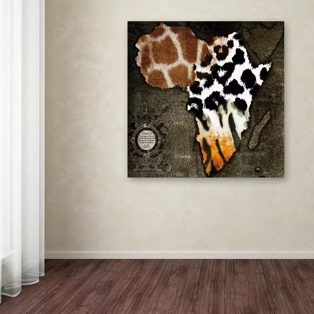 18 In. X 18 In. "Animal Map of Africa" by Color Bakery Printed Canvas Wall Art