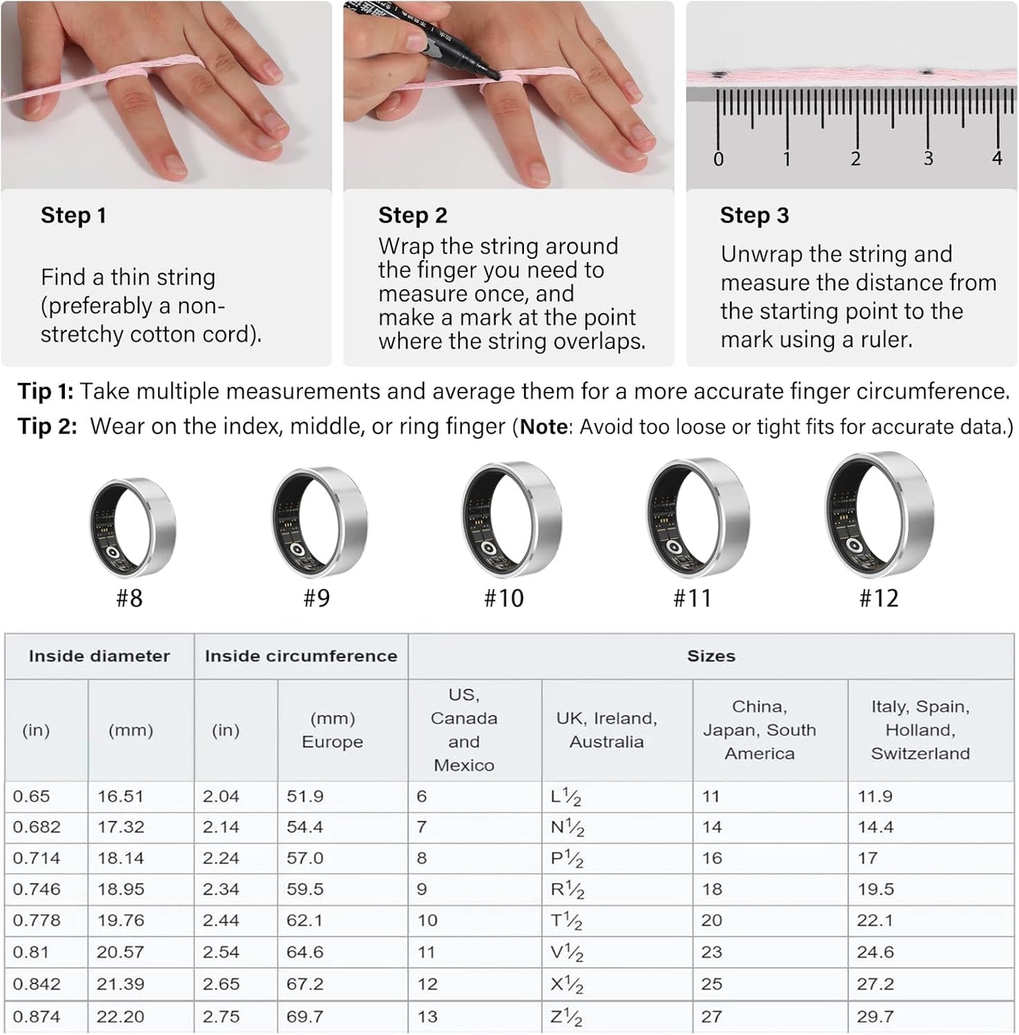 Smart Ring for Women Health Rings for Men Blood Pressure Monitor Fitness Rings for Women Ring Fitness Tracker Blood Pressure Ring Fitness Rings Waterproof for Iphone and Android