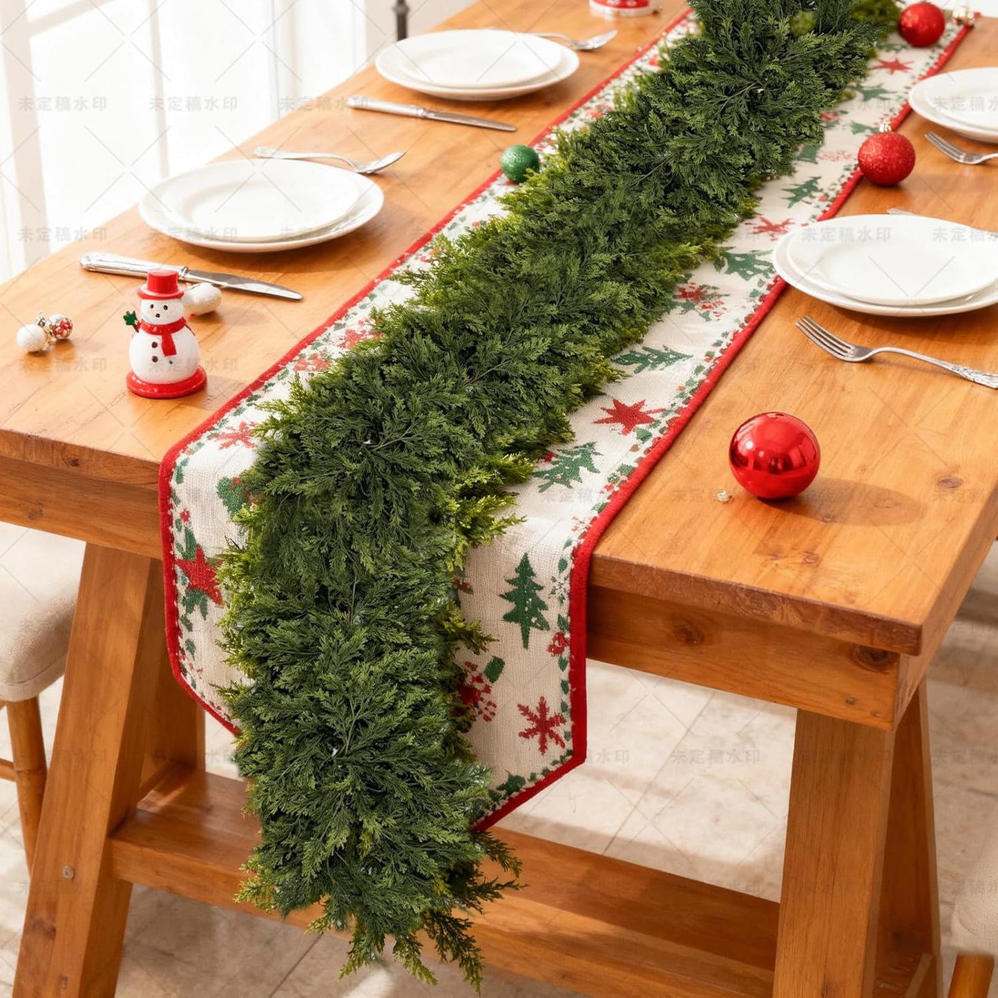 Artificial Cedar Garland - 9FT Realistic Green Faux Pine for Holiday Decor