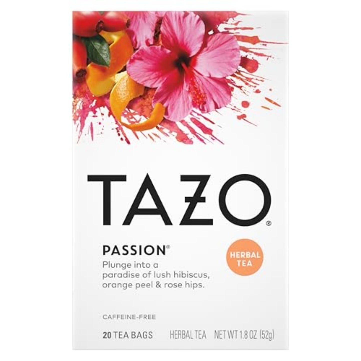 TAZO Passion Herbal Tea Bags 20 Count Pack of 6 Caffeine Free Iced Tea
