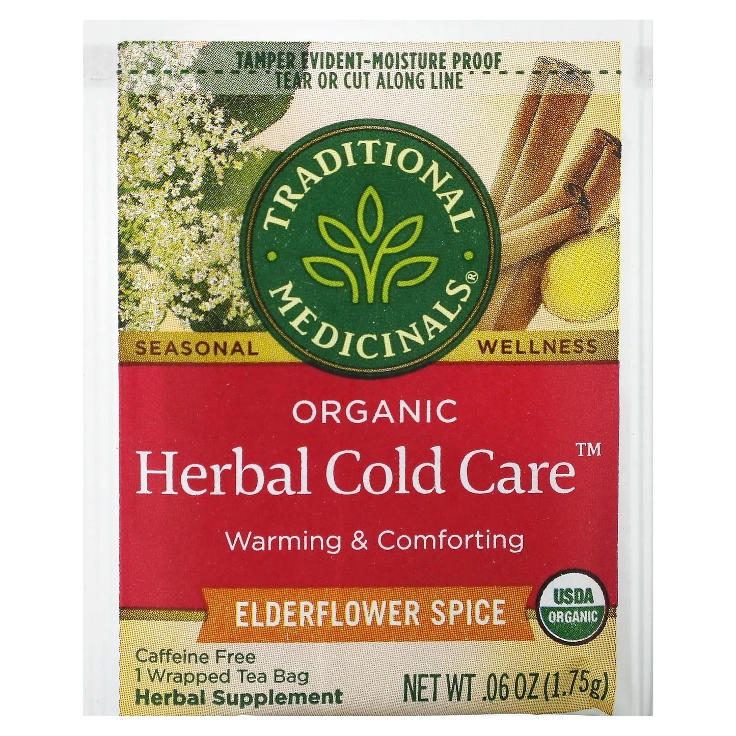 Tea, Organic Herbal Cold Care, Elderflower Spice, Tea Bags, 16 Ct.