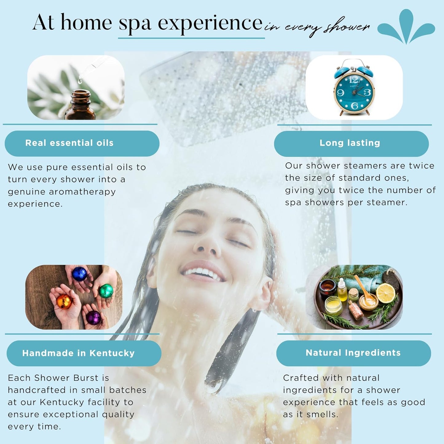 Refresh Shower Burst Duo Gift Set with Sachet- Shower Steamers Aromatherapy Fizzing Bombs with Essential Oils of Grapefruit & Lavender Tablets Made USA Great Alternative to Bath Bombs for Women Men