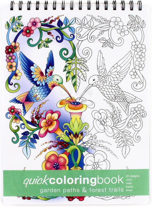 Quick Coloring Book: Garden Paths & Forest Trails · Easy to Color Illustrations of Forest Plants and Animals for Stress Relief and Relaxation · Large Topbound (8.6 X 11.75 Inches)