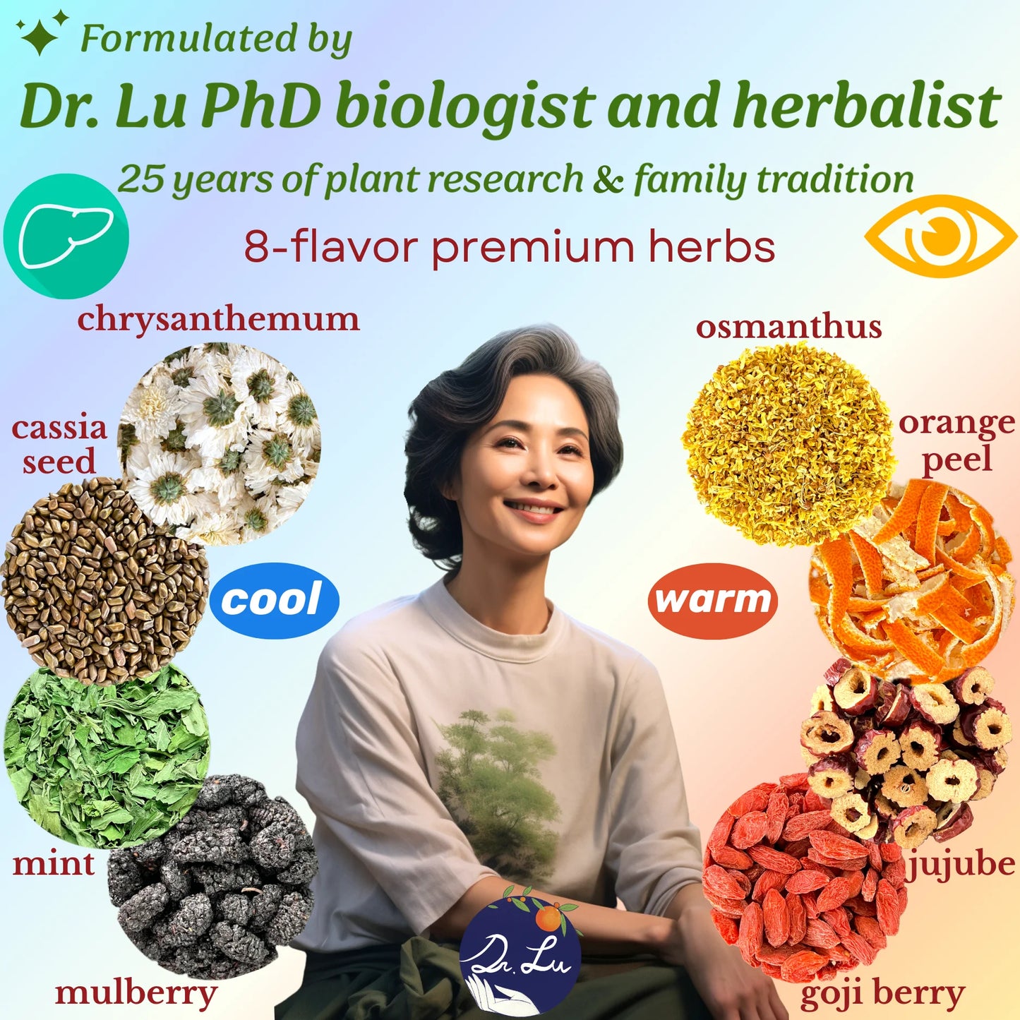 ’S Happy Eyes Tea | Eyebright Tea for Liver Cleanse | Liver Detox Tea for Eye Health | 8-Flavor Chinese Herbal Tea Made in US | Chrysanthemum Tea with Cassia Seed, Goji Berries, Mulberries…