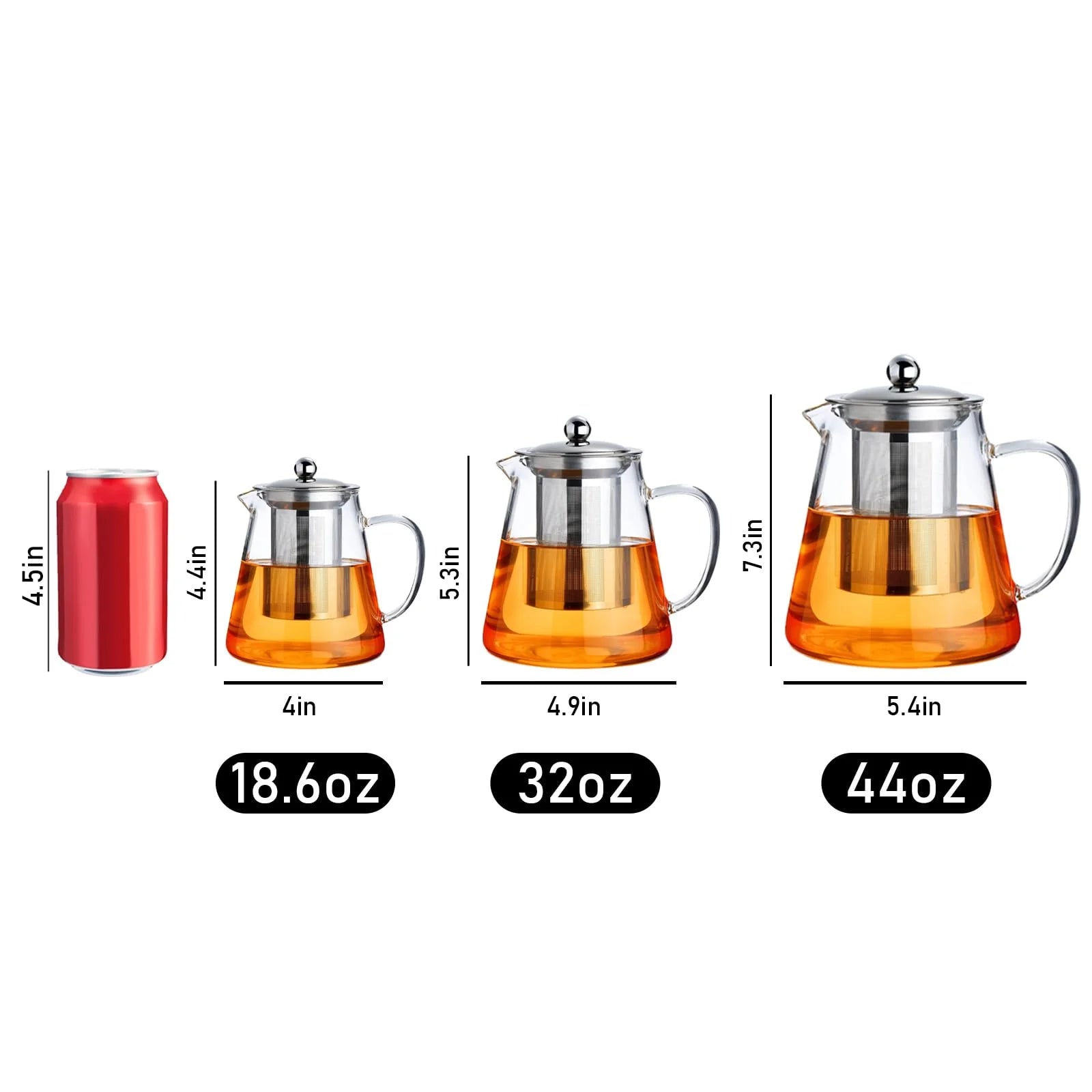 32Oz/ 950ML Borosilicate Glass Stovetop Teapot with Removable 18/8 Stainless Steel Inf for Blooming & Loose Leaf Tea, Camping & Travel