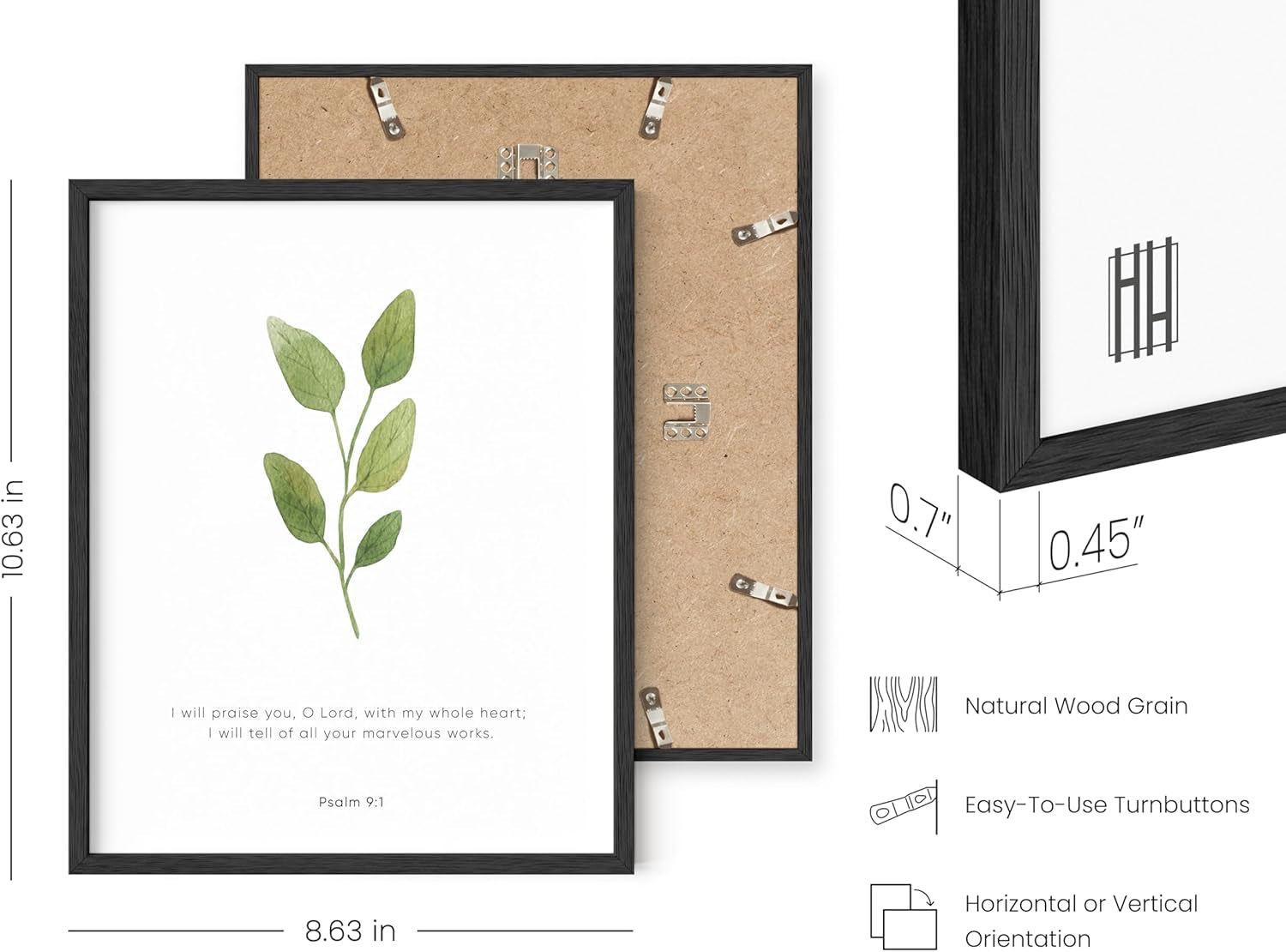 Bible Verses Wall Decor – Set of 6 Christian Scripture Art Prints, Bible Verse Wall Decor, Inspirational Christian Wall Art, Religious Posters (Black Frame, 8X10)