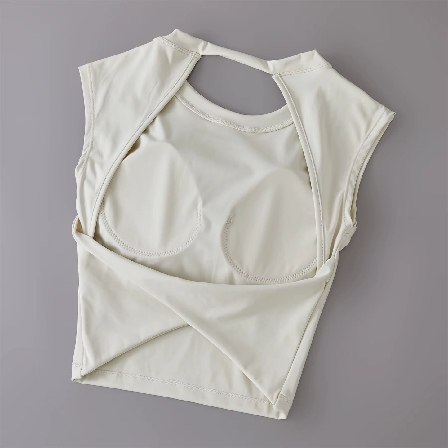 Yoga Short Sleeved Women'S Fixed Chest Pad Sexy Backless Short Sports T-Shirt Sexy Yoga Tops Waist Slimming Fitness Vest