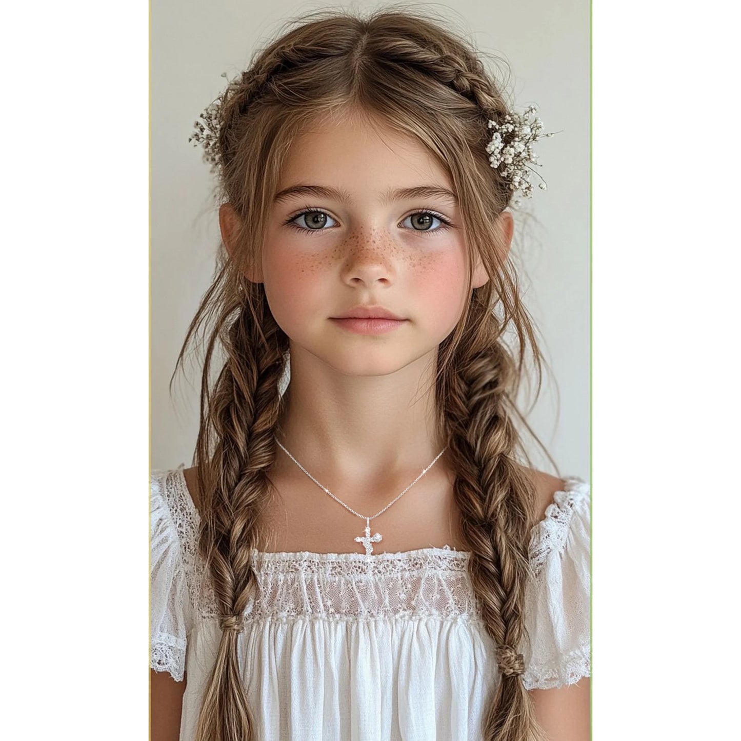 18K White Gold Plated Rose Cross Necklaces for Women Girls S925 Sterling Silver April Birthstone Pendant with Crystal Birthday Valentines Day Jewelry Gifts Teen Her Adults Kids Ideas Age