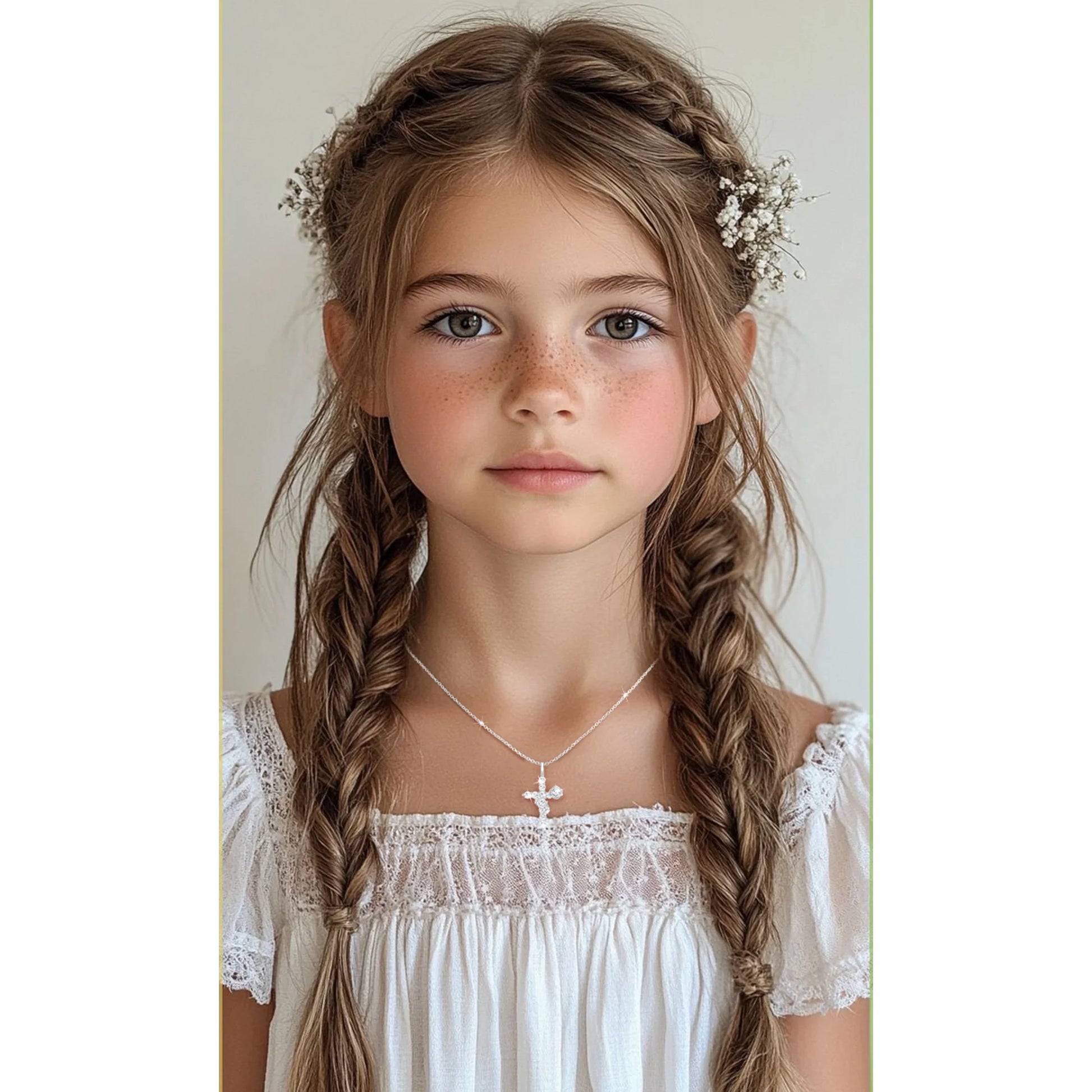 18K White Gold Plated Rose Cross Necklaces for Women Girls S925 Sterling Silver April Birthstone Pendant with Crystal Birthday Valentines Day Jewelry Gifts Teen Her Adults Kids Ideas Age