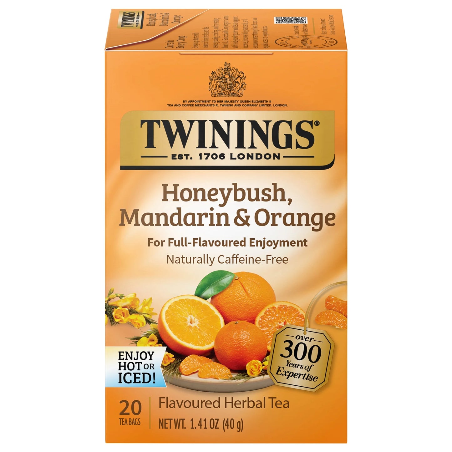 Honeybush, Mandarin & Orange Herbal Tea Bags, Caffeine Free, (6) 20 Count Boxes (120 Ct.)