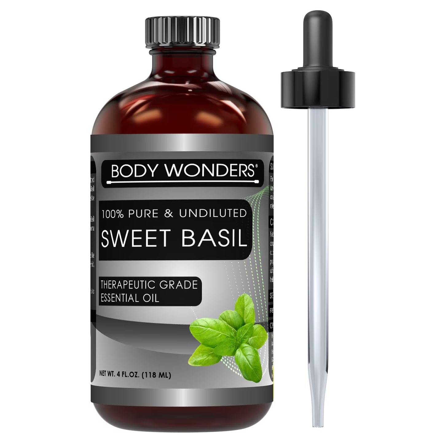 100% Pure Sweet Basil Essential Oil - 4 Fl Oz, Therapeutic Grade Oil - Ideal for Aromatherapy | Made in USA