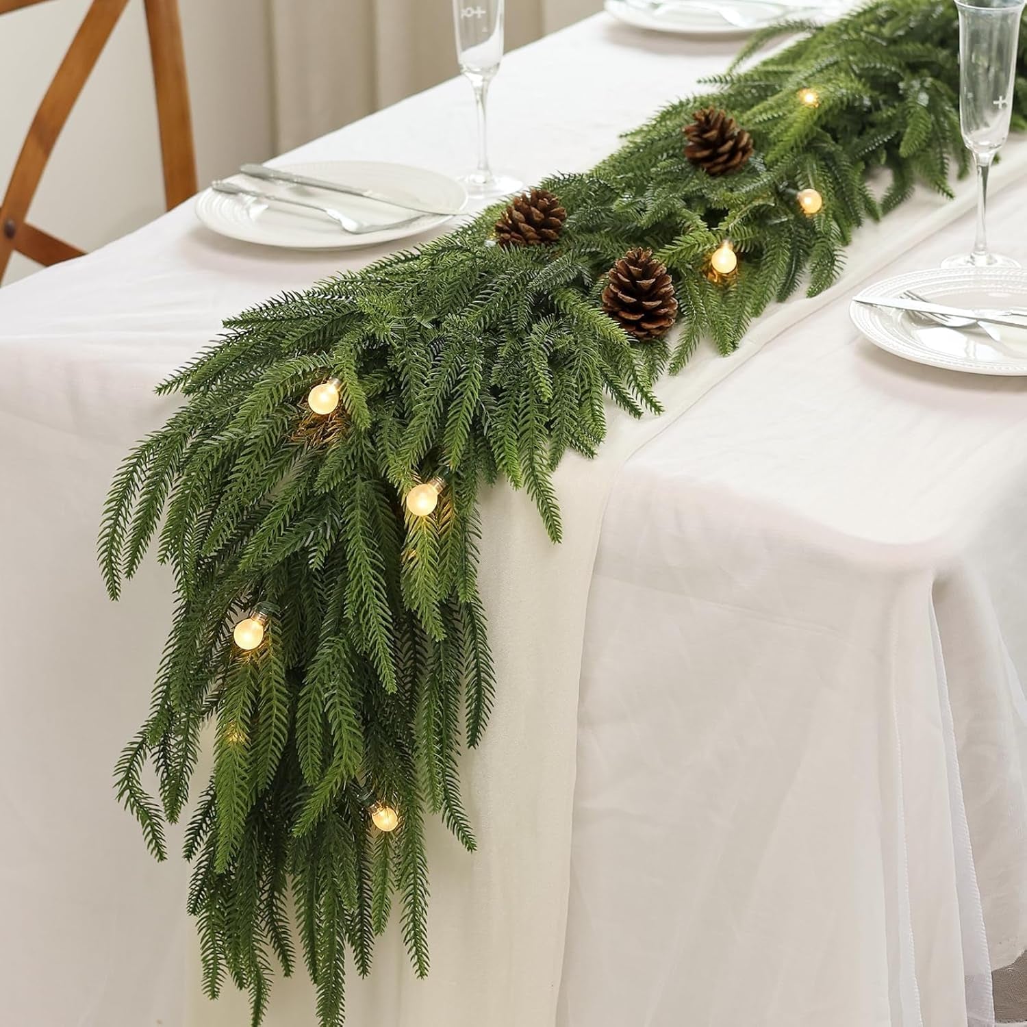 5FT Artificial Norfolk Pine Garland for Holiday Decor - Indoor/Outdoor Use