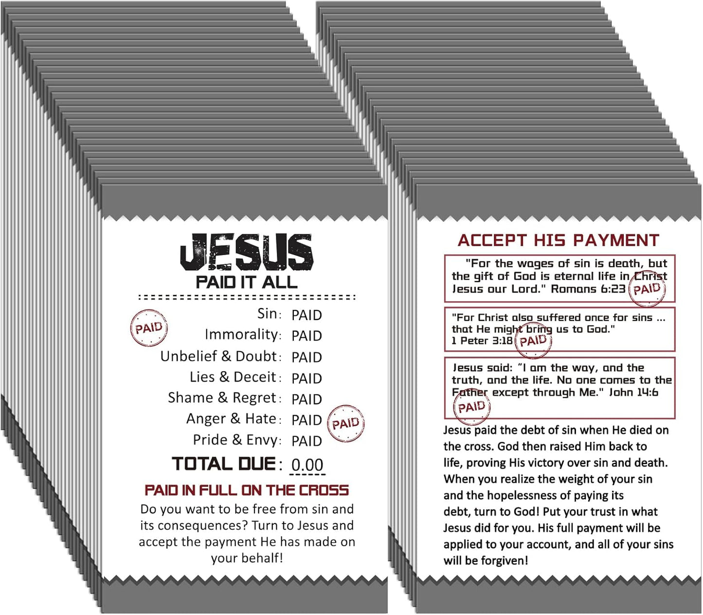200 Pcs Gospel Tract Card Salvation Cards Pocket Holy Postcard Prayer Postcards