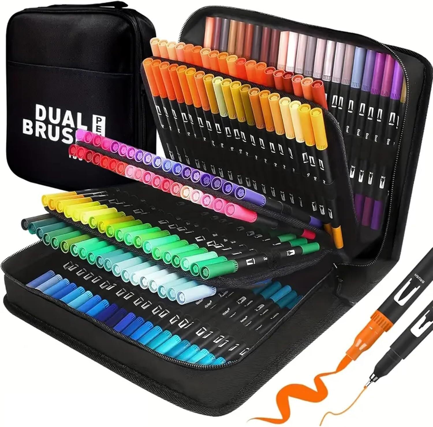 Dual Brush Marker Pens 168 Colors Art Markers Set Fine and Brush Tip Kids Gift