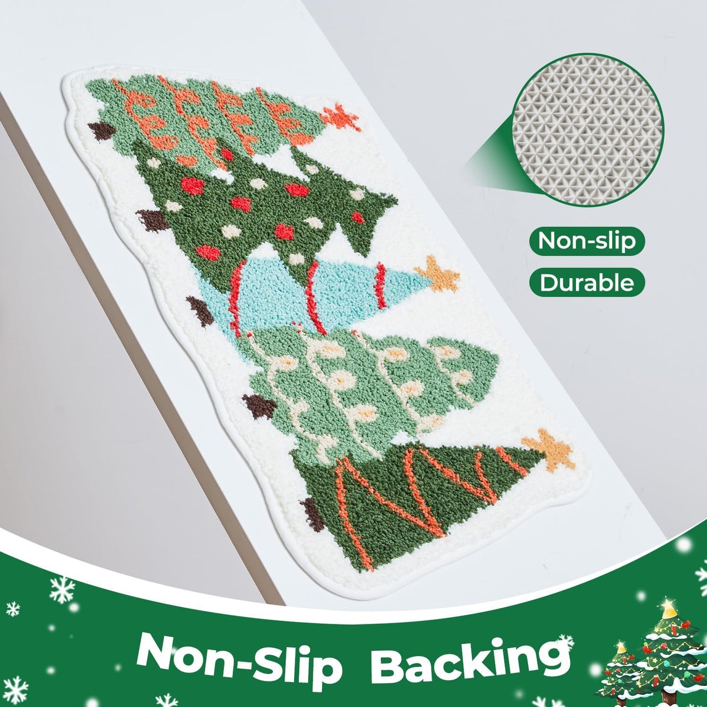 Soft Absorbent Non-Slip Christmas Bathroom Rug, 20"X30", Holiday Decor