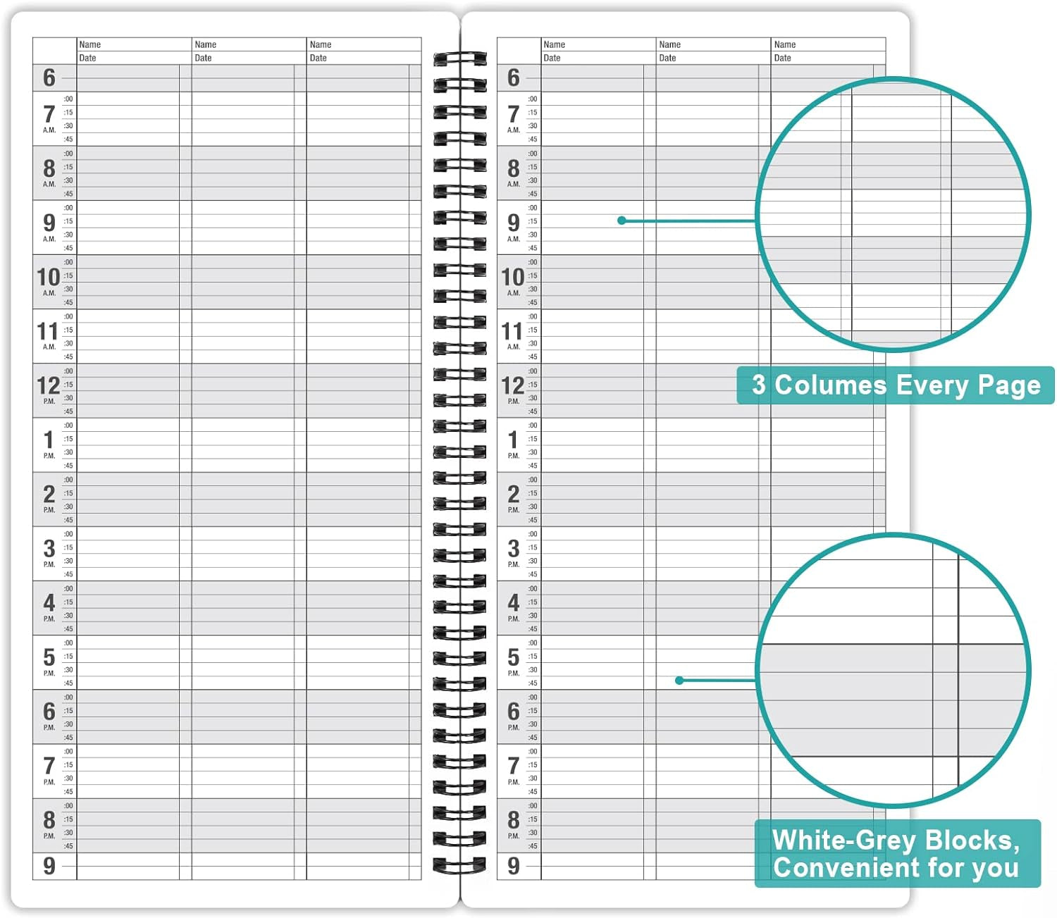 Appointment Book – Undated Salon Appointment Book, Daily＆Hourly Schedule Book Wi