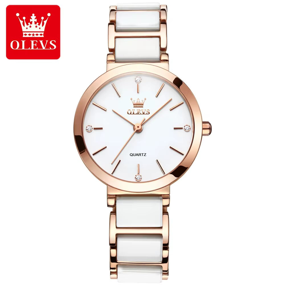 Fashion Women Watches Relogio Feminino Luxury Rose Gold Watch Ladies Quartz Wrist Watch Ceramic Strap Clock Reloj Mujer
