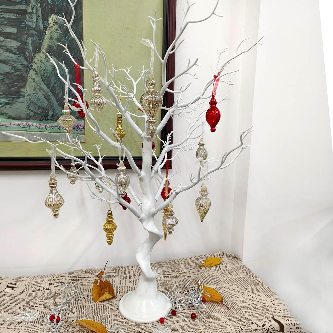 Mercury Glass Christmas Ball Ornaments for Holiday Decor (17 Pieces, Silver)