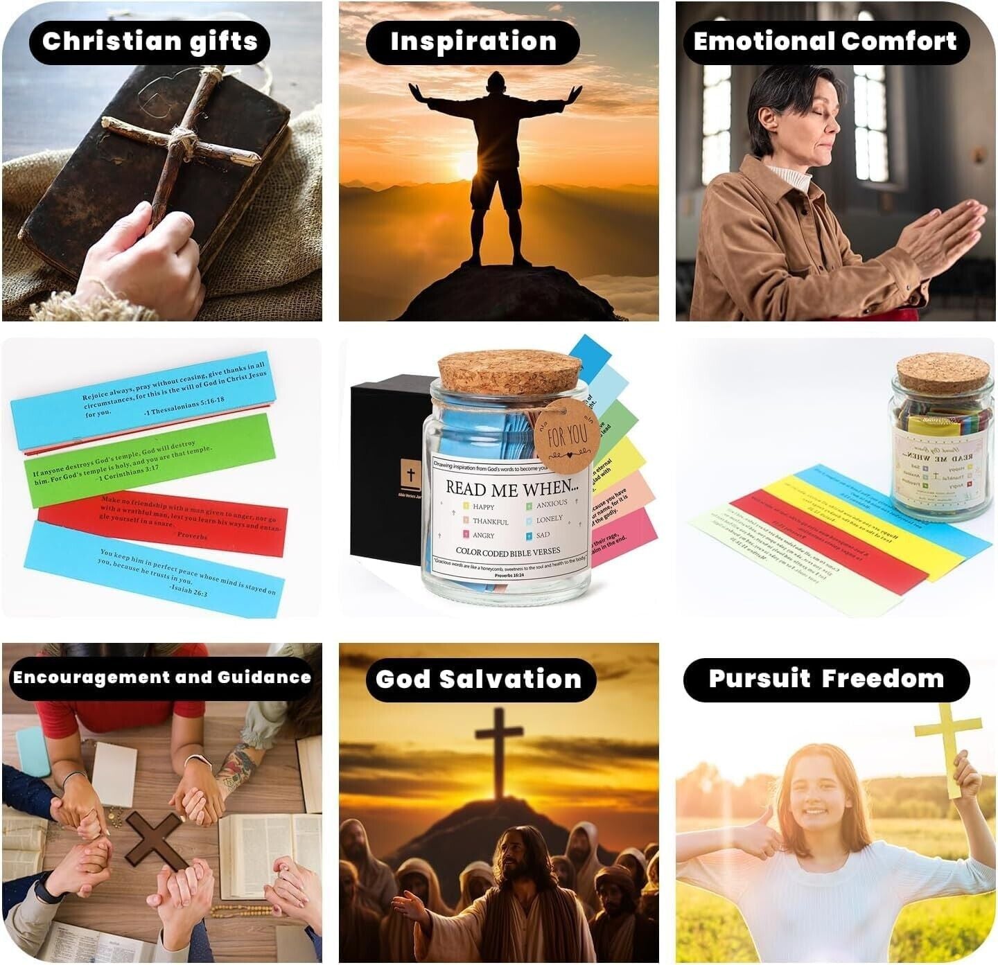 Christian Gifts for Women Bible Verse Jar 90 Color Coded Bible Verses in a Jar