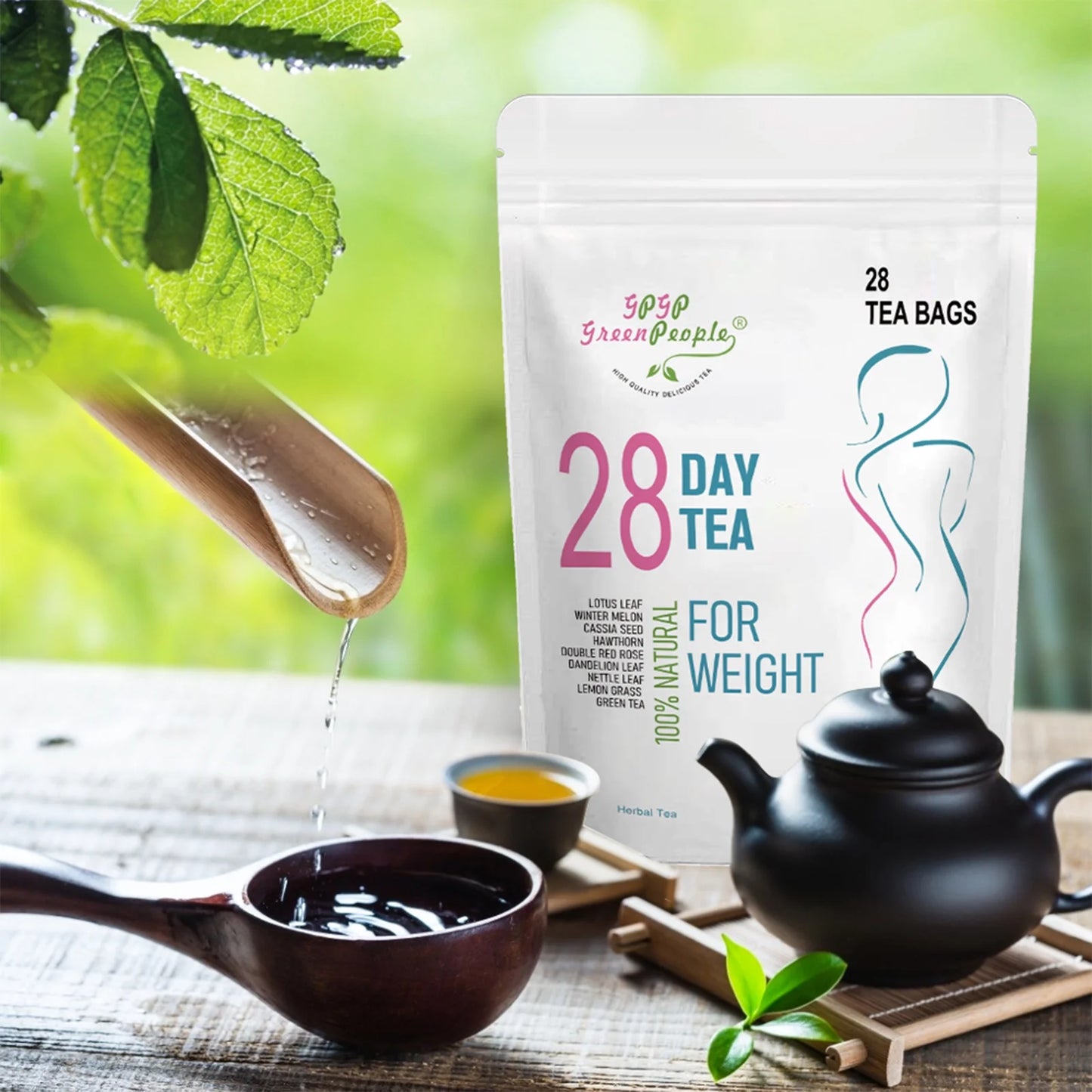 28 Day Skinny Tea Bag - Made with Green Tea - Herbal Tea Supplement - Non GMO, Vegan, All Natural Teas - Reduce Bloating