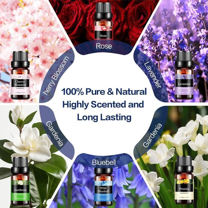100% Pure Essential Oils - Rose, Lavender, Gardenia Variety of Natural Scents Gi