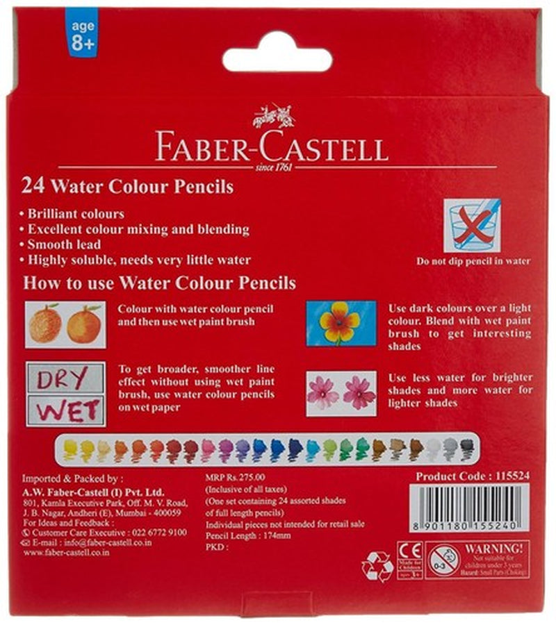 Faber Castell Watercolor Pencils Pack of 24 Premium Quality Art Supplies