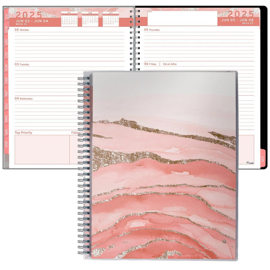 Aesthetic Planner Academic Year July 2024 June 2025 8.5X11 Inch Marble Pink