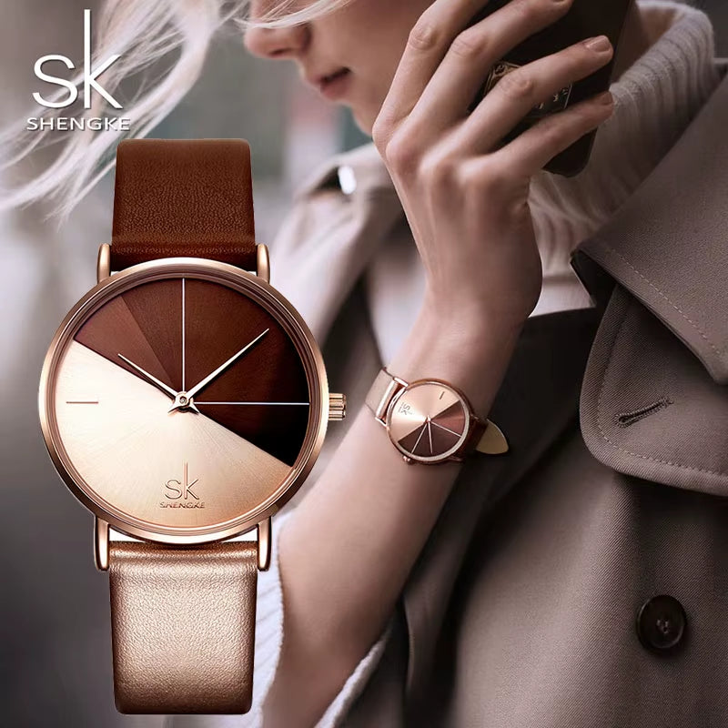 SK Luxury Leather Watches Women Creative Fashion Quartz Watches for Reloj Mujer 2019 Ladies Wrist Watch  Relogio Feminino
