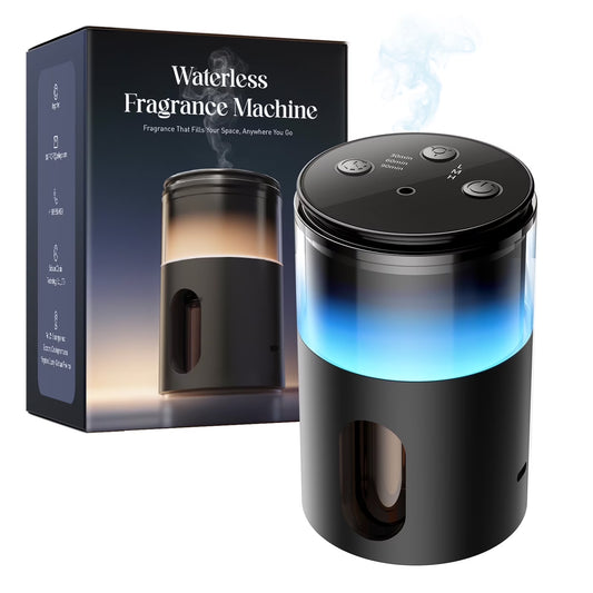 Waterless Essential Oil Diffuser, Cordless Aromatherapy Oil Diffuser with 3 Mist Level 8 Colors - Rechargeable Portable Scent Diffuser - Cool Mist Humidifier for Home Car Office