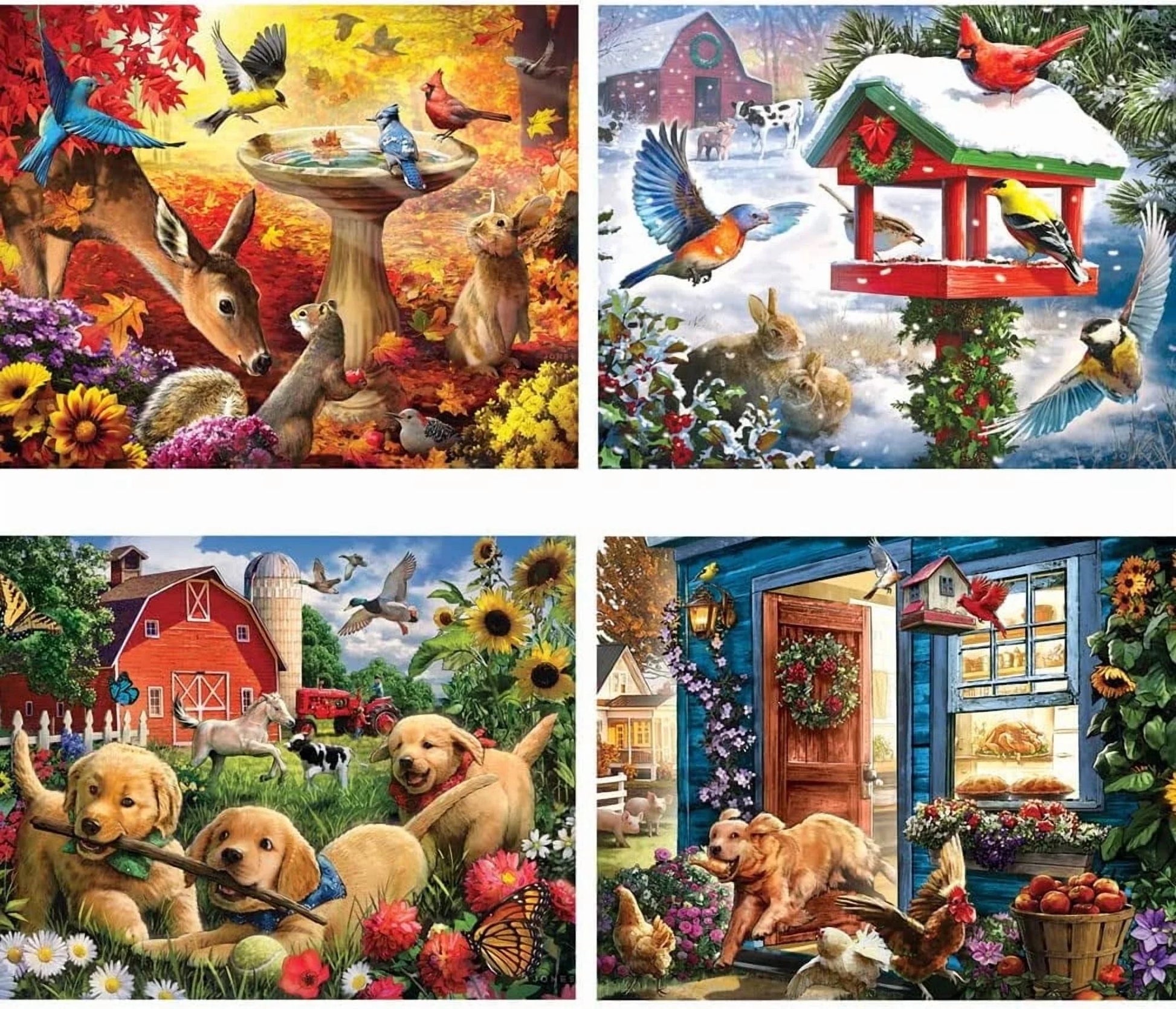 Jigsaw Puzzles Country Living 500 Piece by Larry Jones 4-In-1 Multi-Pack 16 X 20 Inch