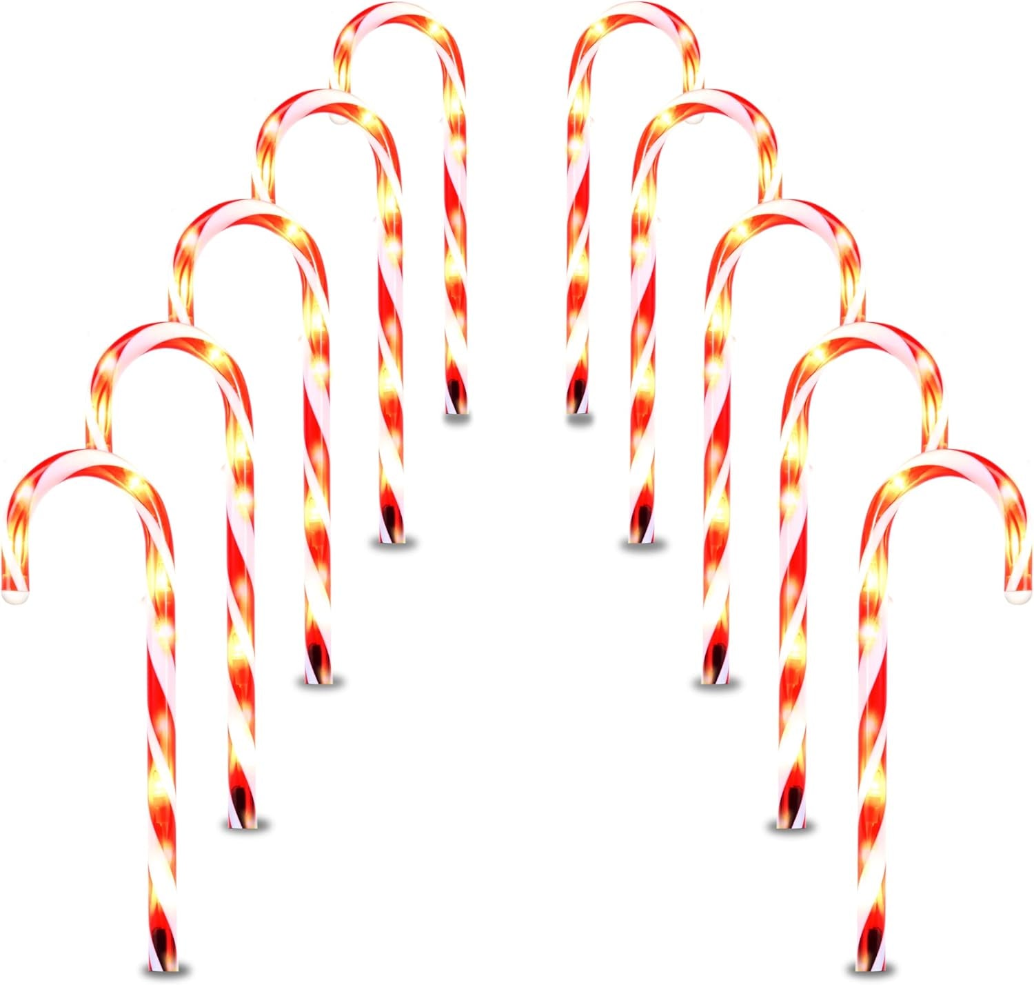 12 Pcs Christmas Candy Cane Pathway Lights for Outdoor Holiday Decor