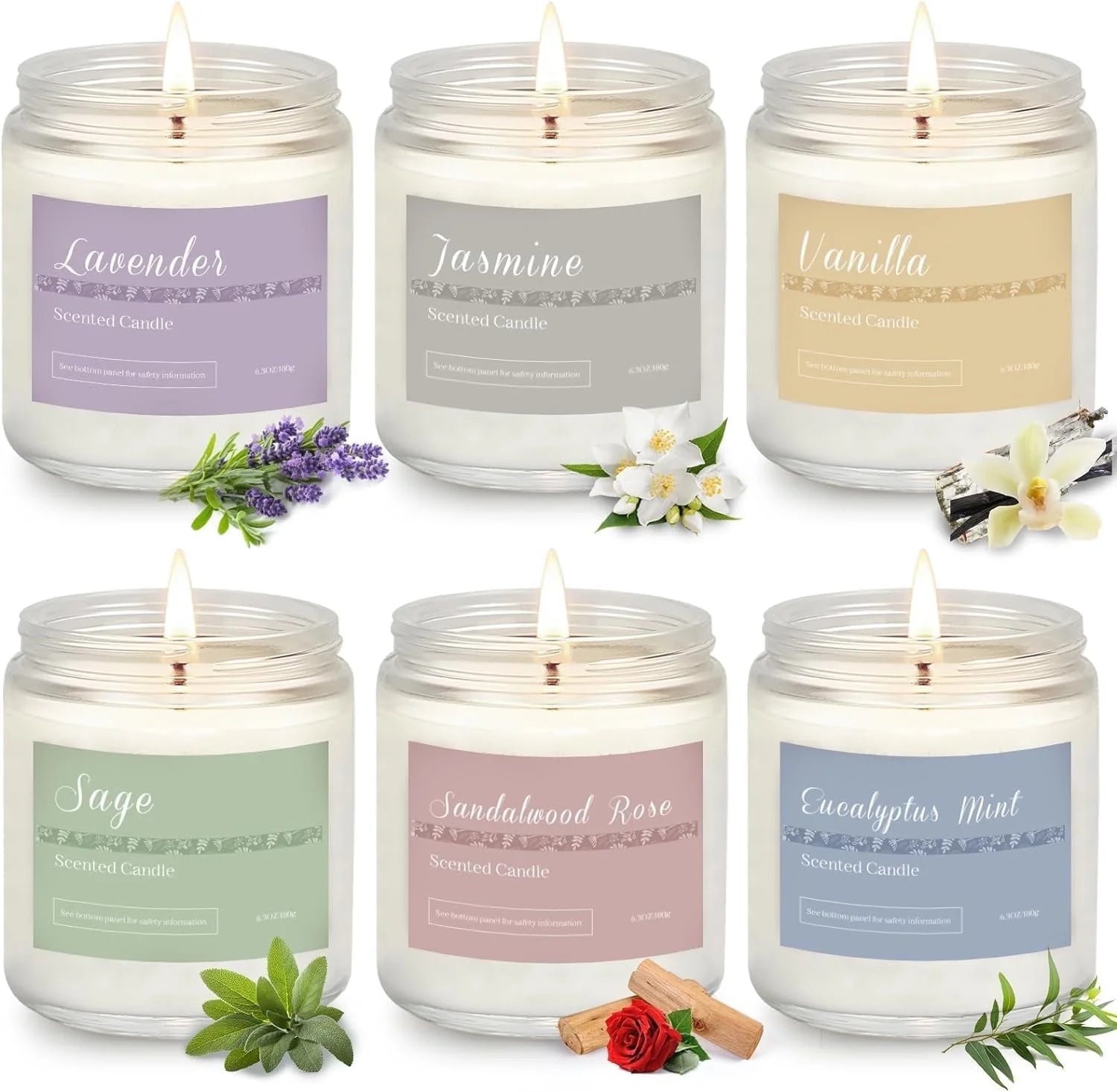 6 Pack Candles for Home Scented Aromatherapy Candle Gifts Set for Women, Lavender Candle, 300 Hour Long Lasting Candles, Stocking Stuffers, Birthday, Valentine, Christmas, Anniversary Present