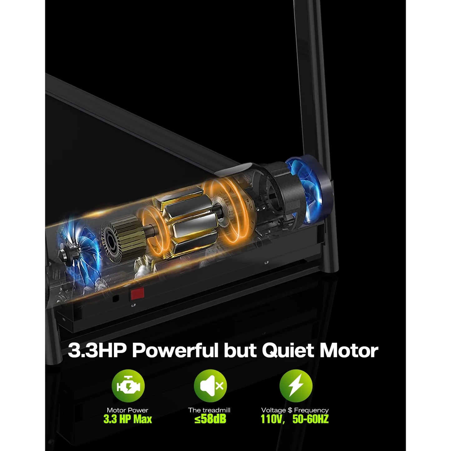 Folding Treadmill with Incline, 3.5HP Home Gym Fitness Workout Jogging Walking 330 LBS Capacity