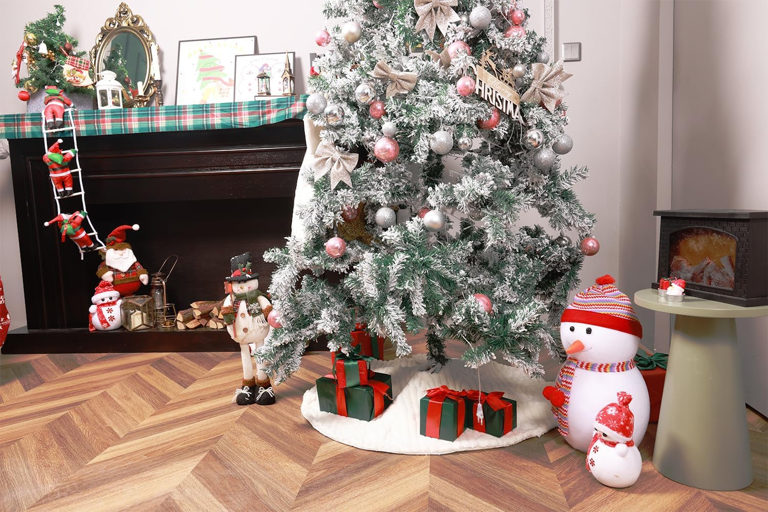 36-Inch White Faux Fur Christmas Tree Skirt for Holiday Decor