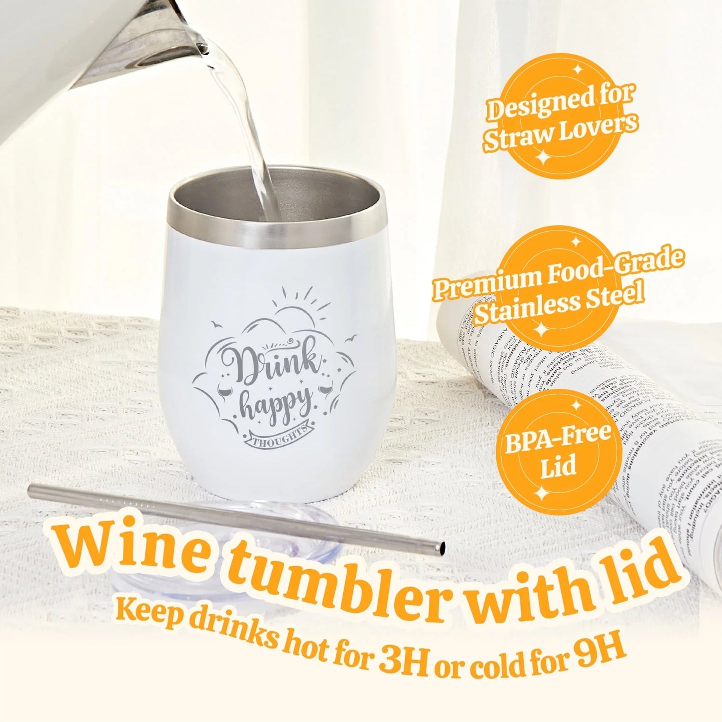 Spa Gift Sets for Women - 9 Pcs Vanilla Bath Set with Tumbler, Perfect Christmas Birthday Gift Baskets for Her