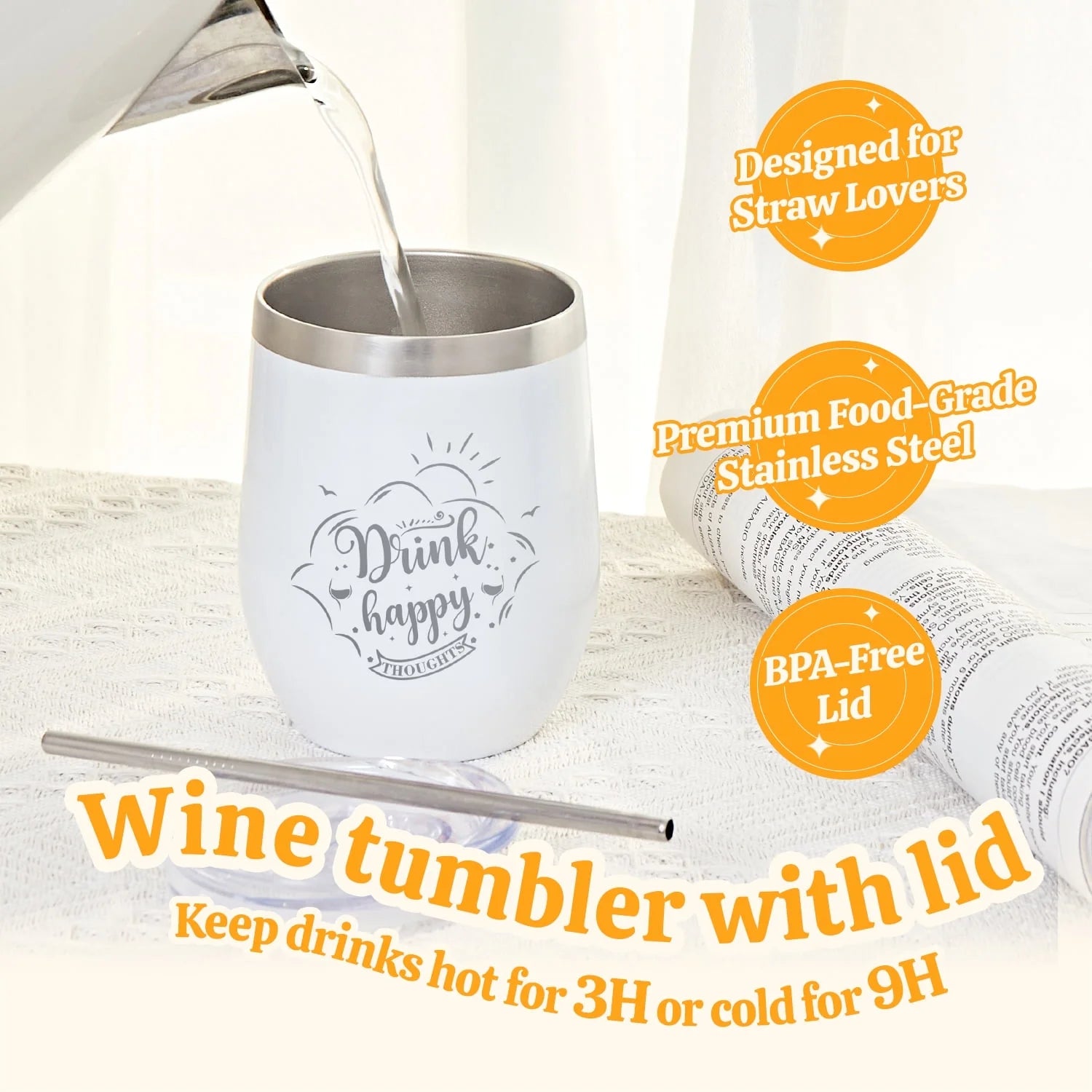 Spa Gift Sets for Women - 9 Pcs Vanilla Bath Set with Tumbler, Perfect Christmas Birthday Gift Baskets for Her