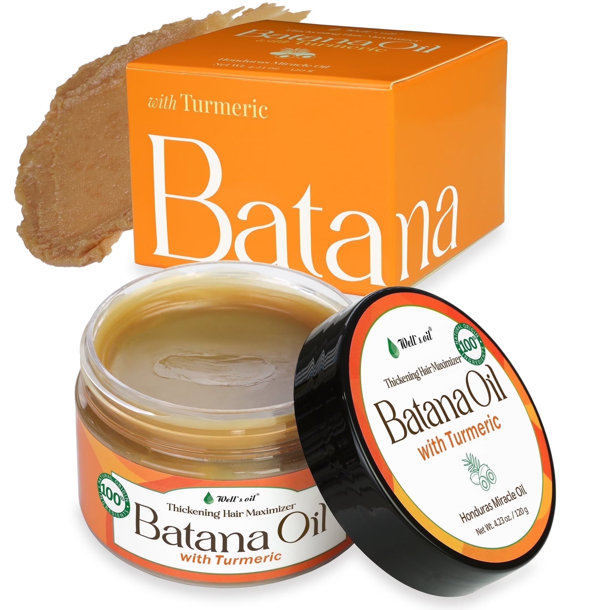 Batana Oil with Turmeric Extract – 100% Natural & Unrefined | Dr. Sebi Approved | Sourced from Honduras (4.23 Oz. / 119 G)