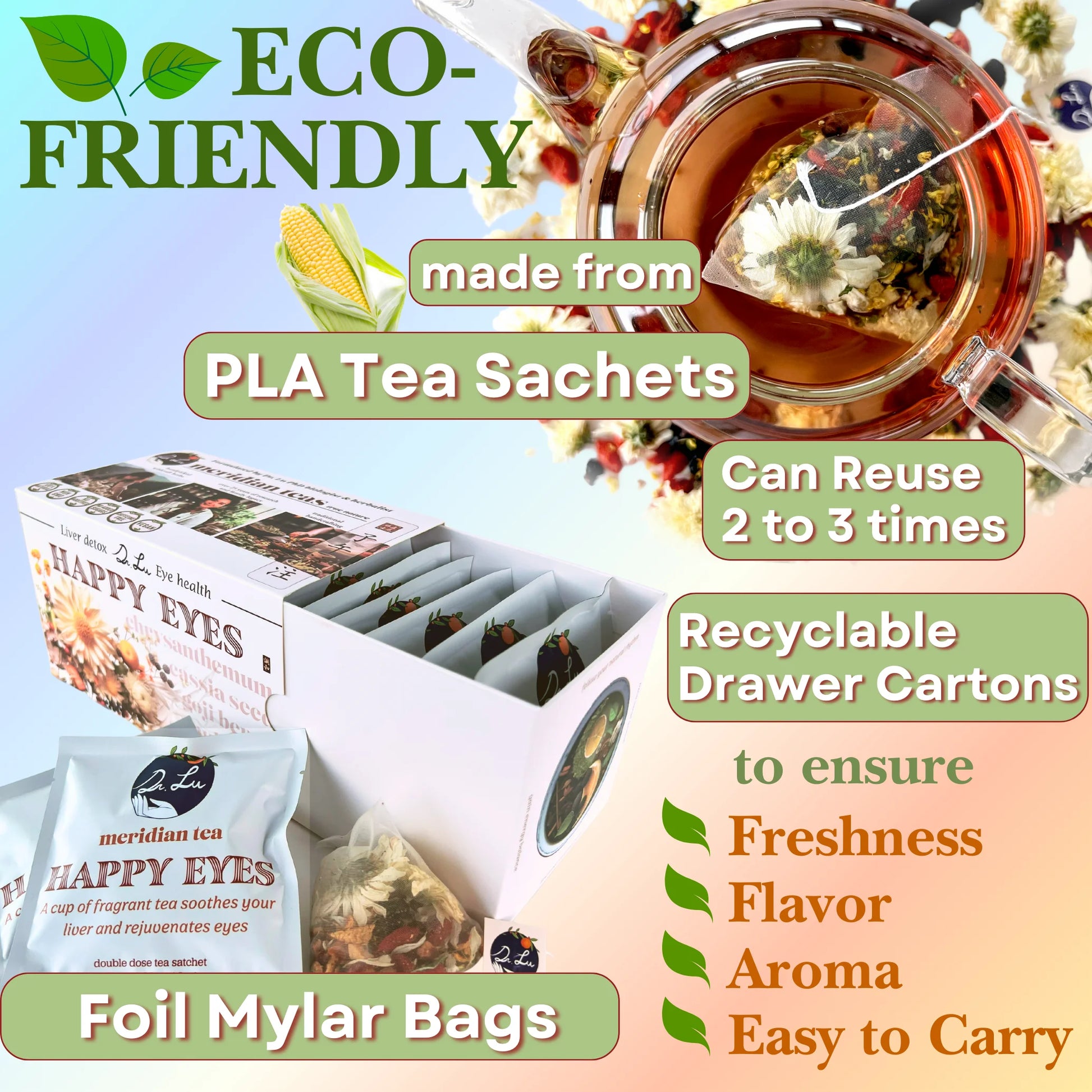 ’S Happy Eyes Tea | Eyebright Tea for Liver Cleanse | Liver Detox Tea for Eye Health | 8-Flavor Chinese Herbal Tea Made in US | Chrysanthemum Tea with Cassia Seed, Goji Berries, Mulberries…
