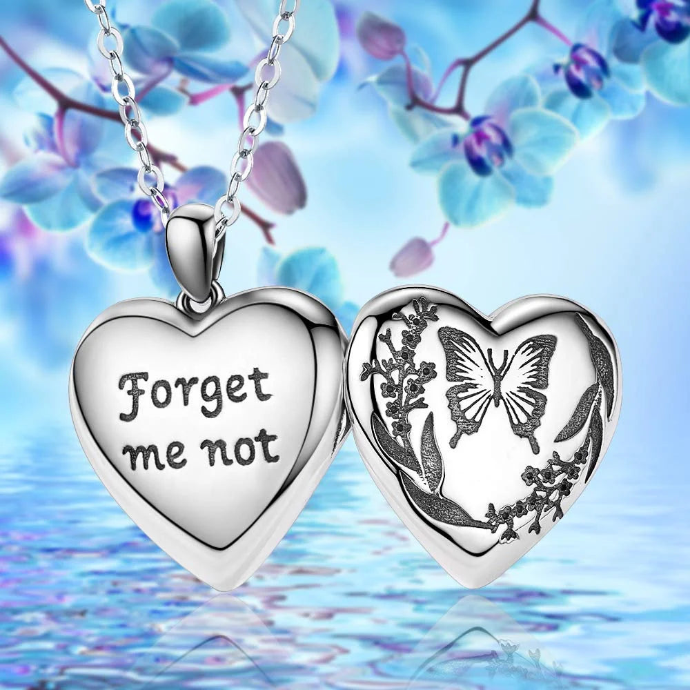 Butterfly Locket Necklace 925 Sterling Silver Heart Locket Necklace That Holds Pictures Memorial Necklace Locket Jewelry Gifts for Women