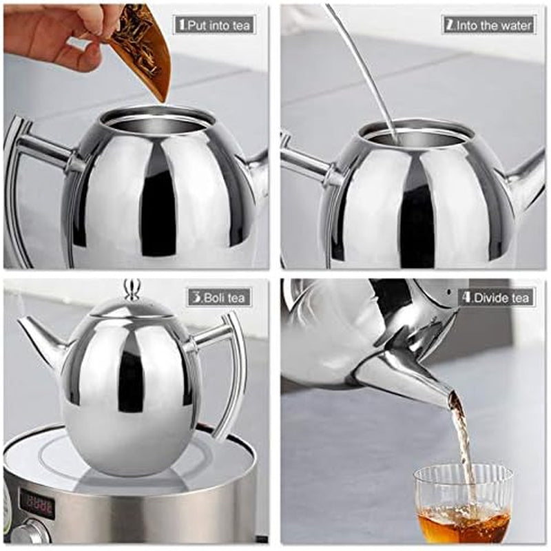 Tea Kettles, Stainless Steel Teapot Coffee Pot Kettle Stovetop Whistling Teakettle Teapot with Filter Large Capacity for Home, Cafe, Bar, Restaurant (1L/1000Ml)