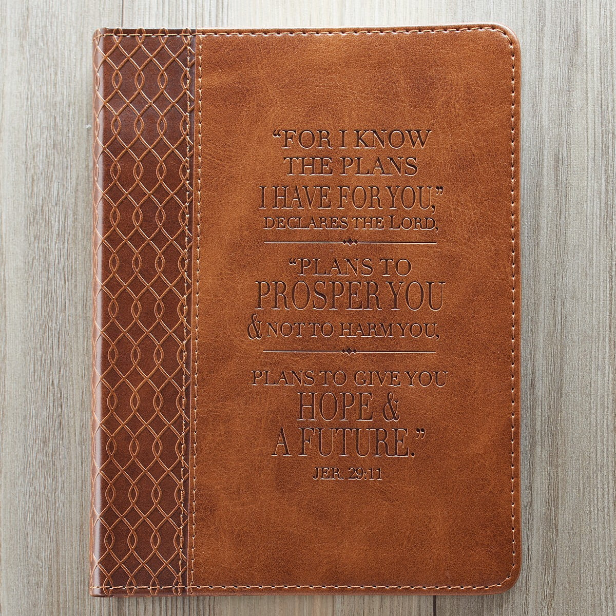 Classic Handy-Sized Journal for I Know the Plans Jeremiah 29:11 Bible Verse Inspirational Scripture Notebook with Ribbon 240 Ruled Pages, 5.7" X 7", Tan